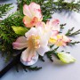 Шпилька для волосся на дерев'яній основі  "Прекрасні квіти"
